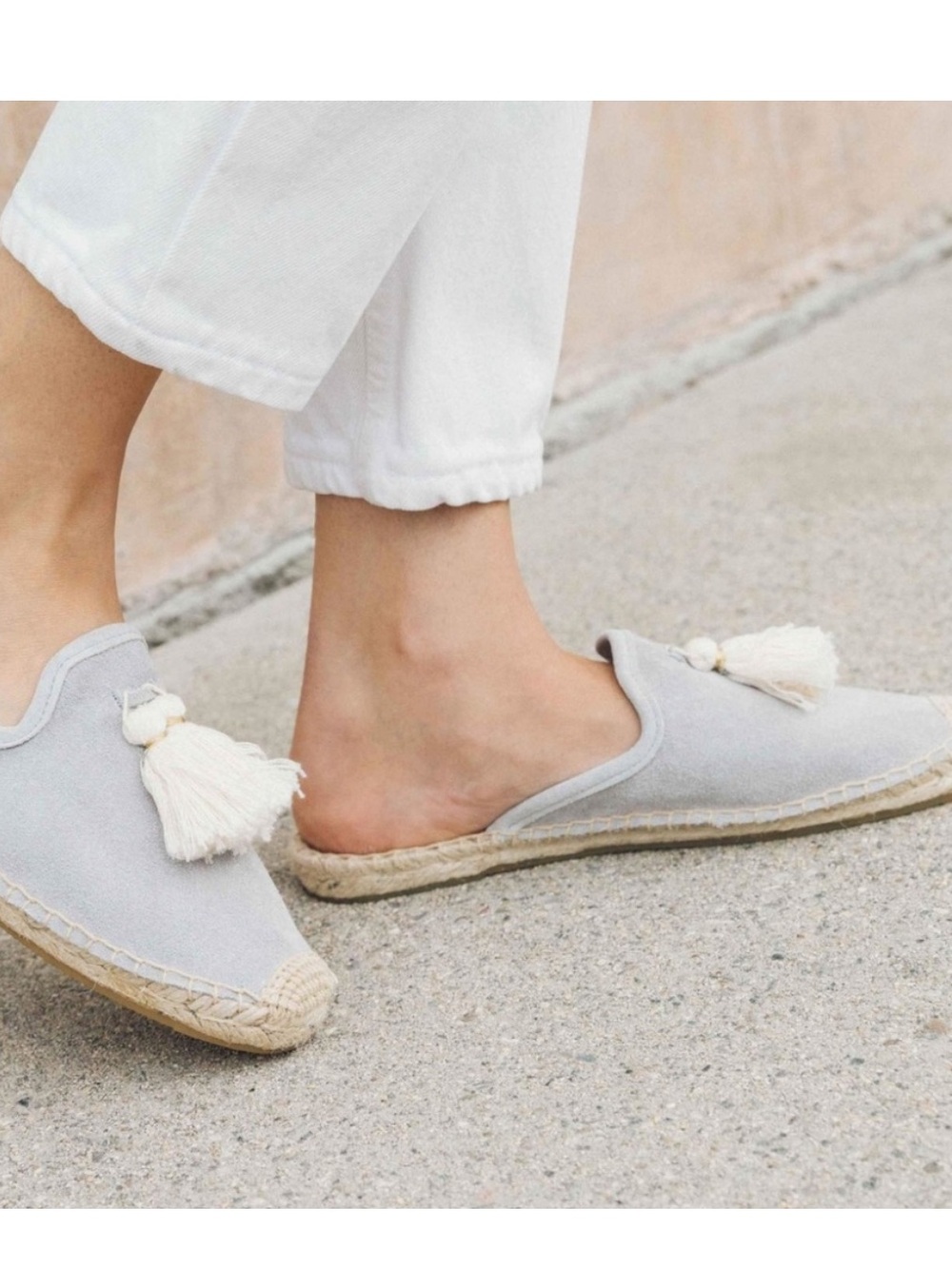 Soludos Women's blue grey Tassel Espadrille Slip-On Mules